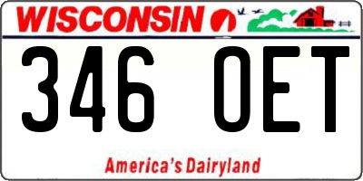WI license plate 346OET