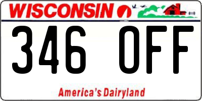 WI license plate 346OFF