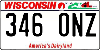 WI license plate 346ONZ