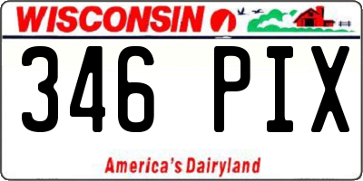 WI license plate 346PIX