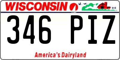 WI license plate 346PIZ