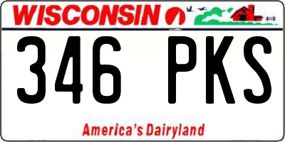 WI license plate 346PKS