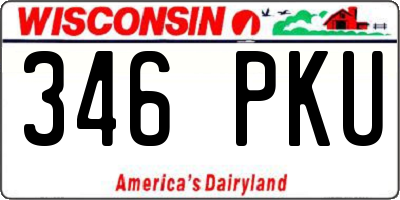 WI license plate 346PKU