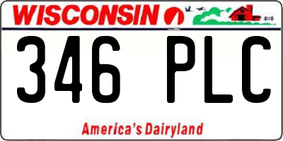 WI license plate 346PLC