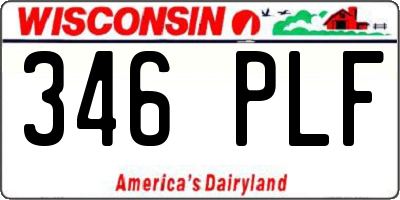 WI license plate 346PLF