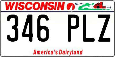 WI license plate 346PLZ