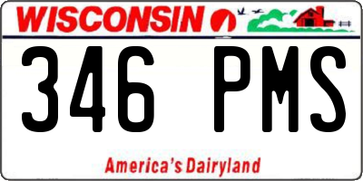 WI license plate 346PMS
