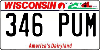WI license plate 346PUM