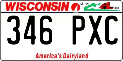 WI license plate 346PXC