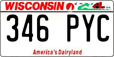 WI license plate 346PYC