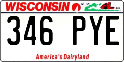 WI license plate 346PYE