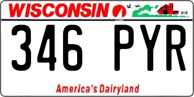 WI license plate 346PYR