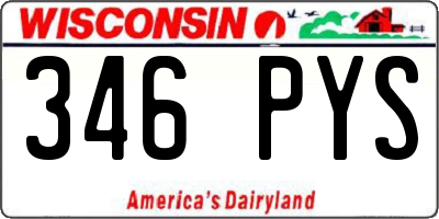 WI license plate 346PYS