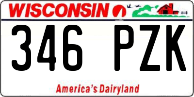 WI license plate 346PZK
