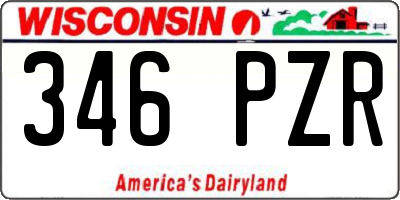 WI license plate 346PZR