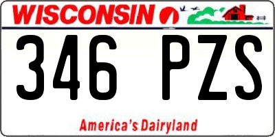 WI license plate 346PZS