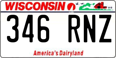 WI license plate 346RNZ