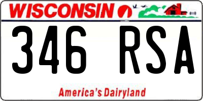 WI license plate 346RSA