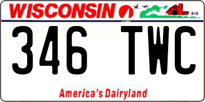 WI license plate 346TWC