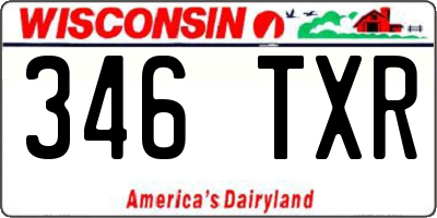 WI license plate 346TXR