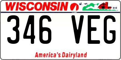 WI license plate 346VEG