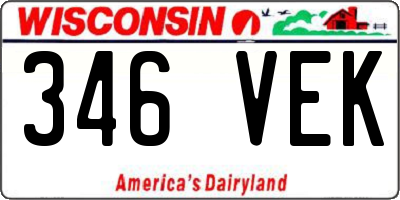 WI license plate 346VEK