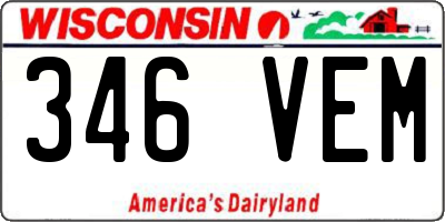 WI license plate 346VEM