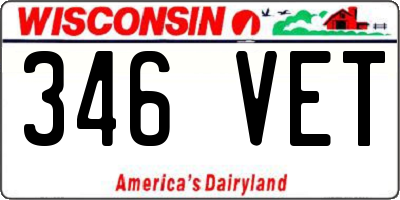 WI license plate 346VET