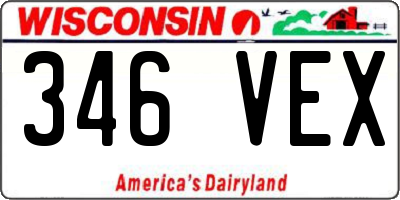 WI license plate 346VEX