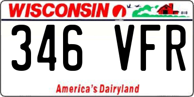 WI license plate 346VFR