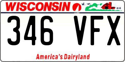 WI license plate 346VFX