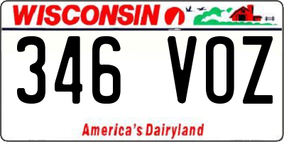 WI license plate 346VOZ