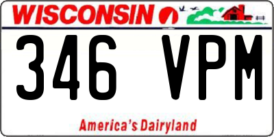 WI license plate 346VPM