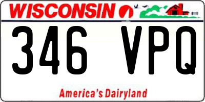 WI license plate 346VPQ