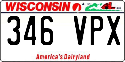WI license plate 346VPX