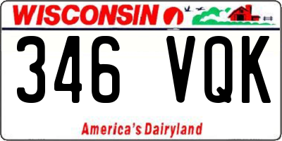 WI license plate 346VQK