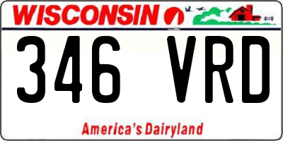 WI license plate 346VRD