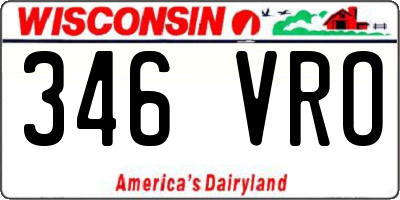 WI license plate 346VRO