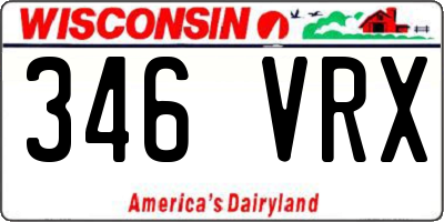 WI license plate 346VRX