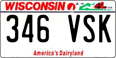 WI license plate 346VSK