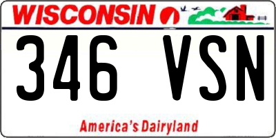 WI license plate 346VSN