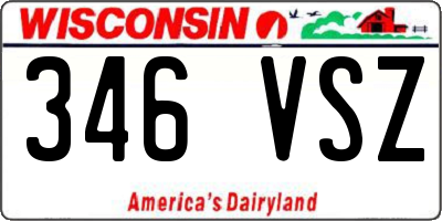 WI license plate 346VSZ