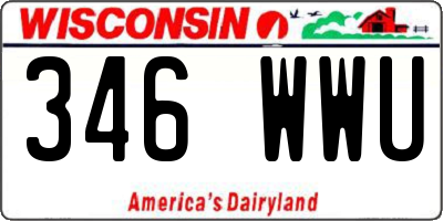 WI license plate 346WWU