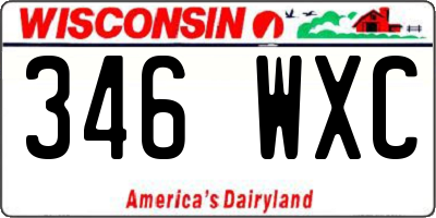 WI license plate 346WXC