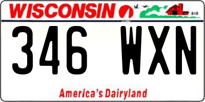 WI license plate 346WXN
