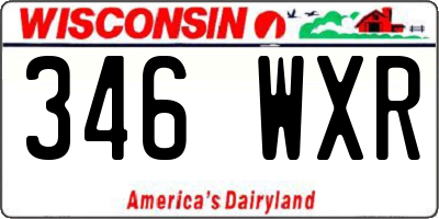 WI license plate 346WXR