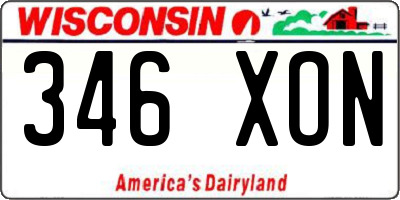 WI license plate 346XON