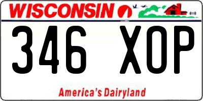 WI license plate 346XOP