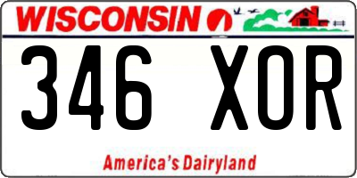 WI license plate 346XOR
