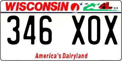 WI license plate 346XOX